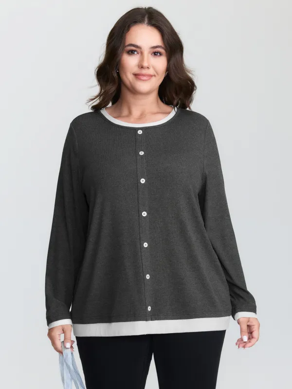 Supersoft 2-In-1 Color Contrast T-Shirt sold by Bloomchic