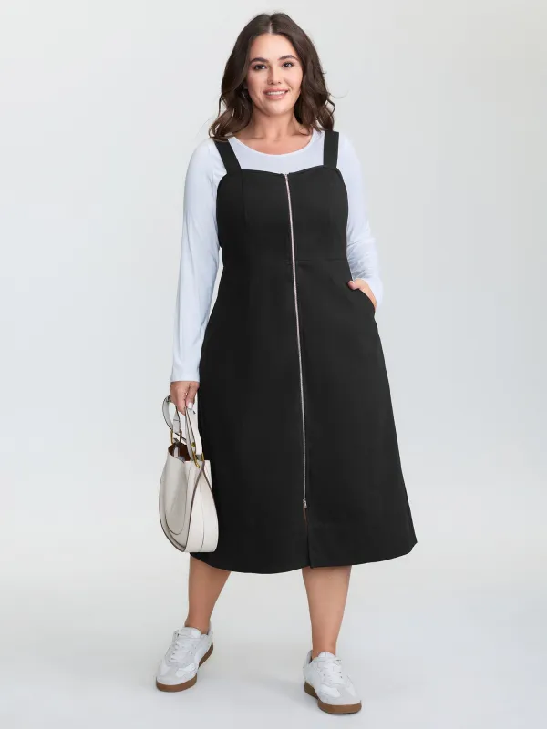 Cotton Shirred Zipper-Front Midi Dress made by Bloomchic