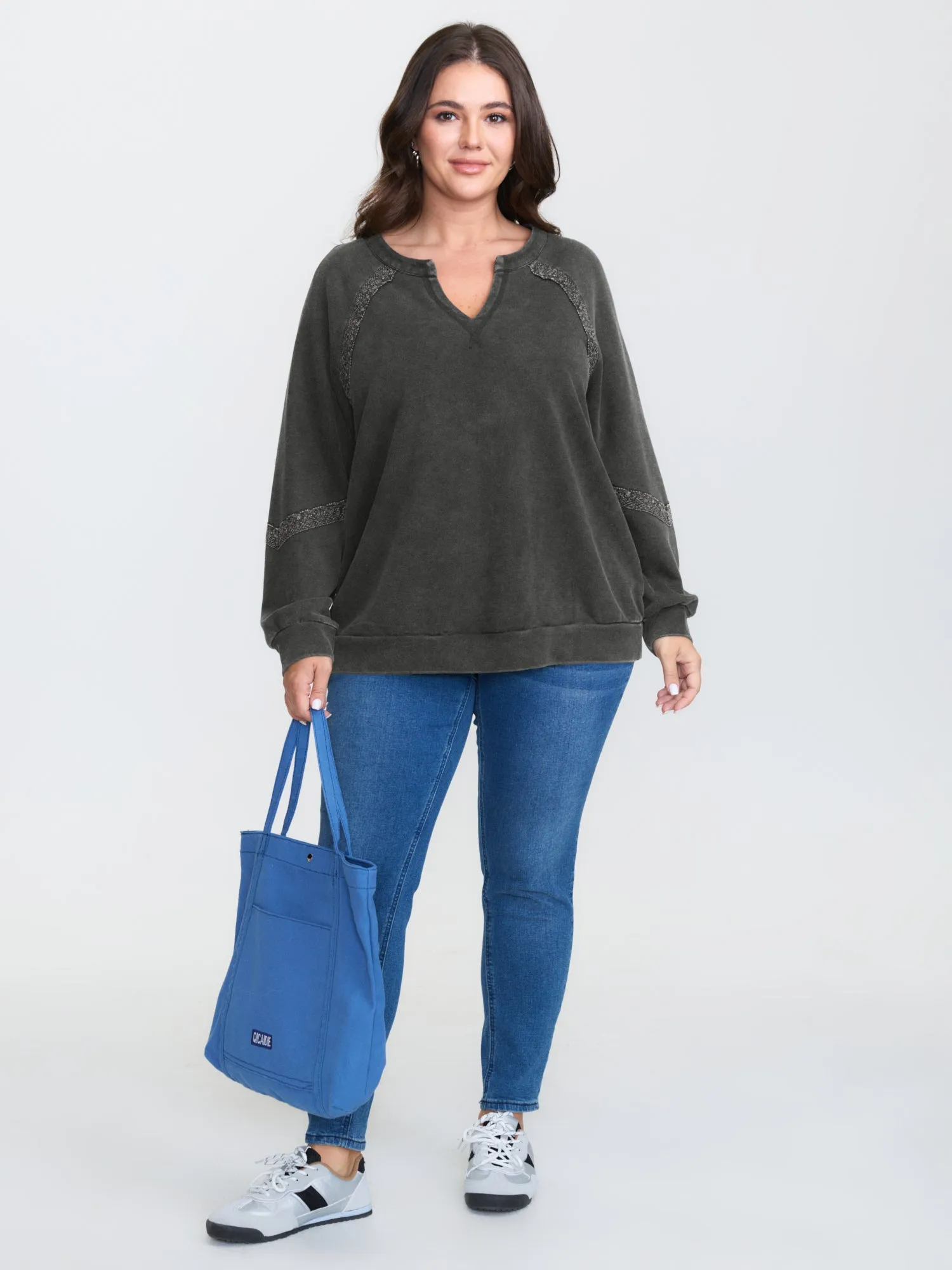 Pure Cotton Vintage Lace Trim Sweatshirt sold by Bloomchic product image thumbnail 2