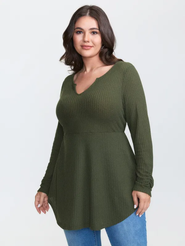 Waffle Backless Tie Curvy Hem Top sold by Bloomchic