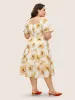 Square Neck Floral Raglan Sleeve Belted Dress sold by Bloomchic