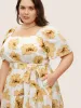 Square Neck Floral Raglan Sleeve Belted Dress sold by Bloomchic