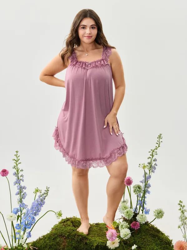 Supersoft Lace Trim Flowy Sleep Dress sold by Bloomchic