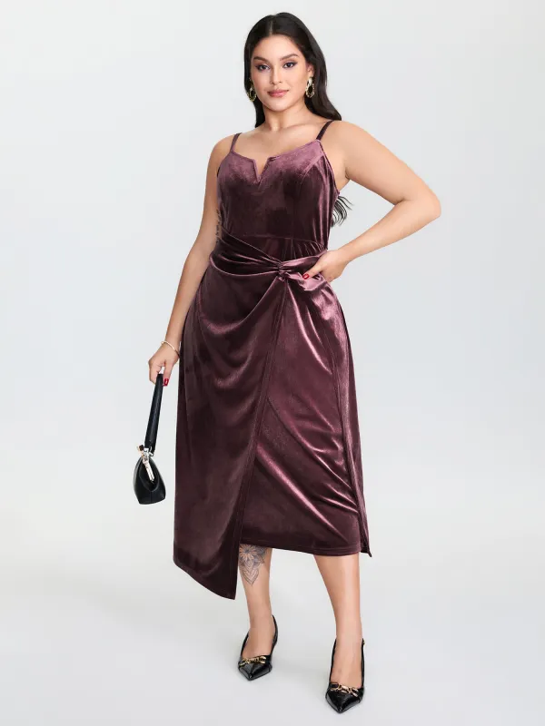 Velvet Gathered Waist Stretchy Midi Dress sold by Bloomchic