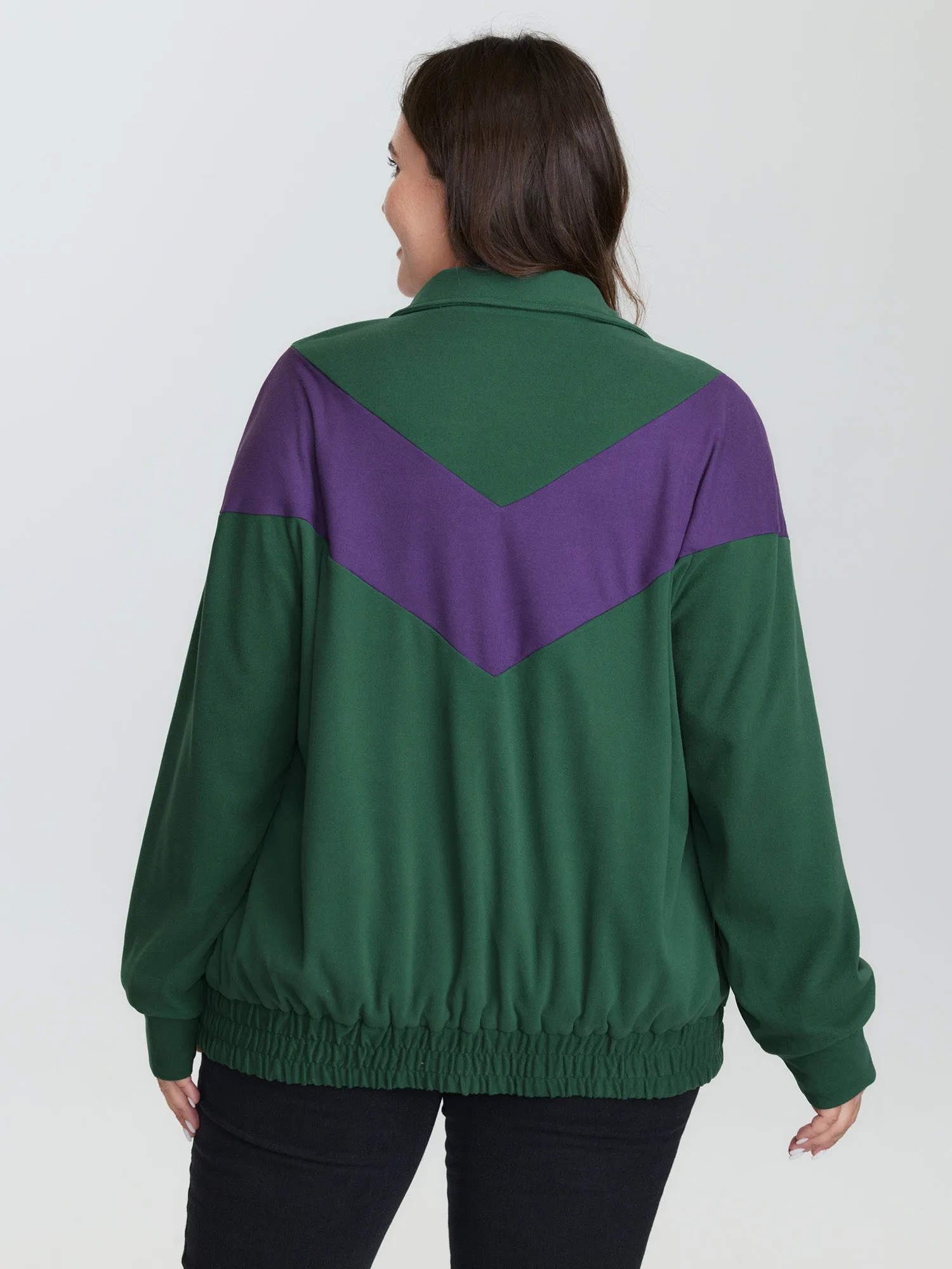 Color Contrast Zipper Front Hoodie sold by Bloomchic product image thumbnail 5