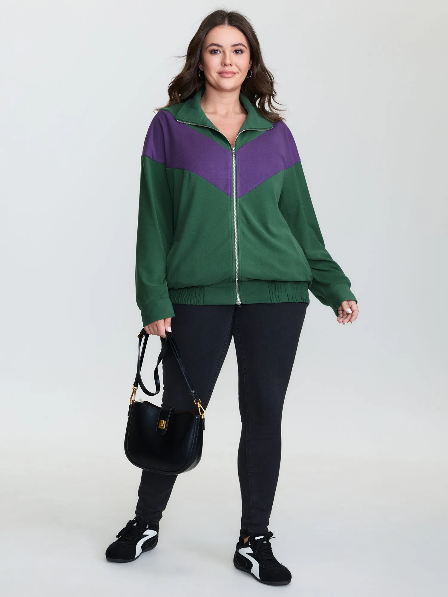 Color Contrast Zipper Front Hoodie sold by Bloomchic product image thumbnail 4