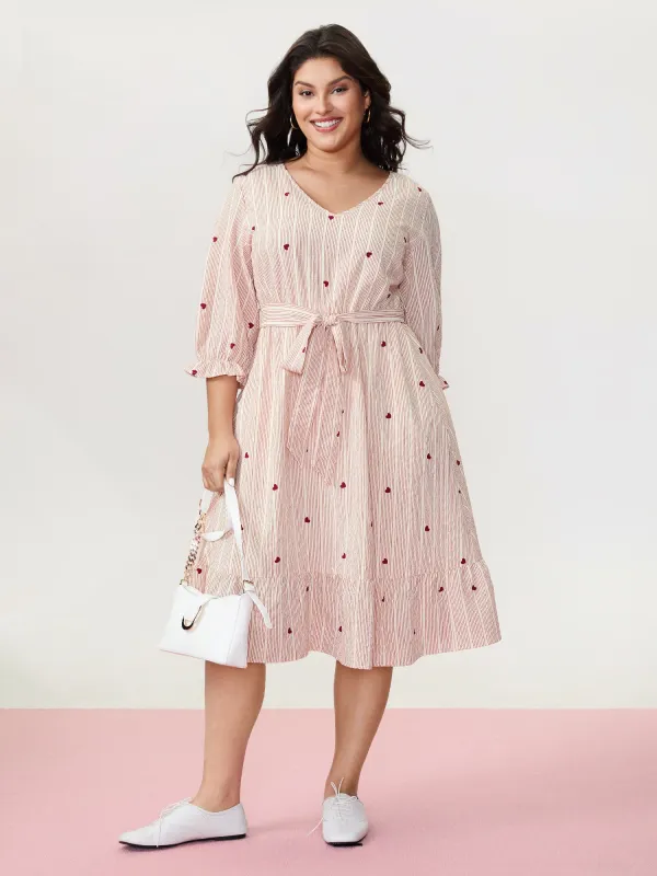 Romantic Ruffled Sleeve Pleated Waist Midi Dress sold by Bloomchic