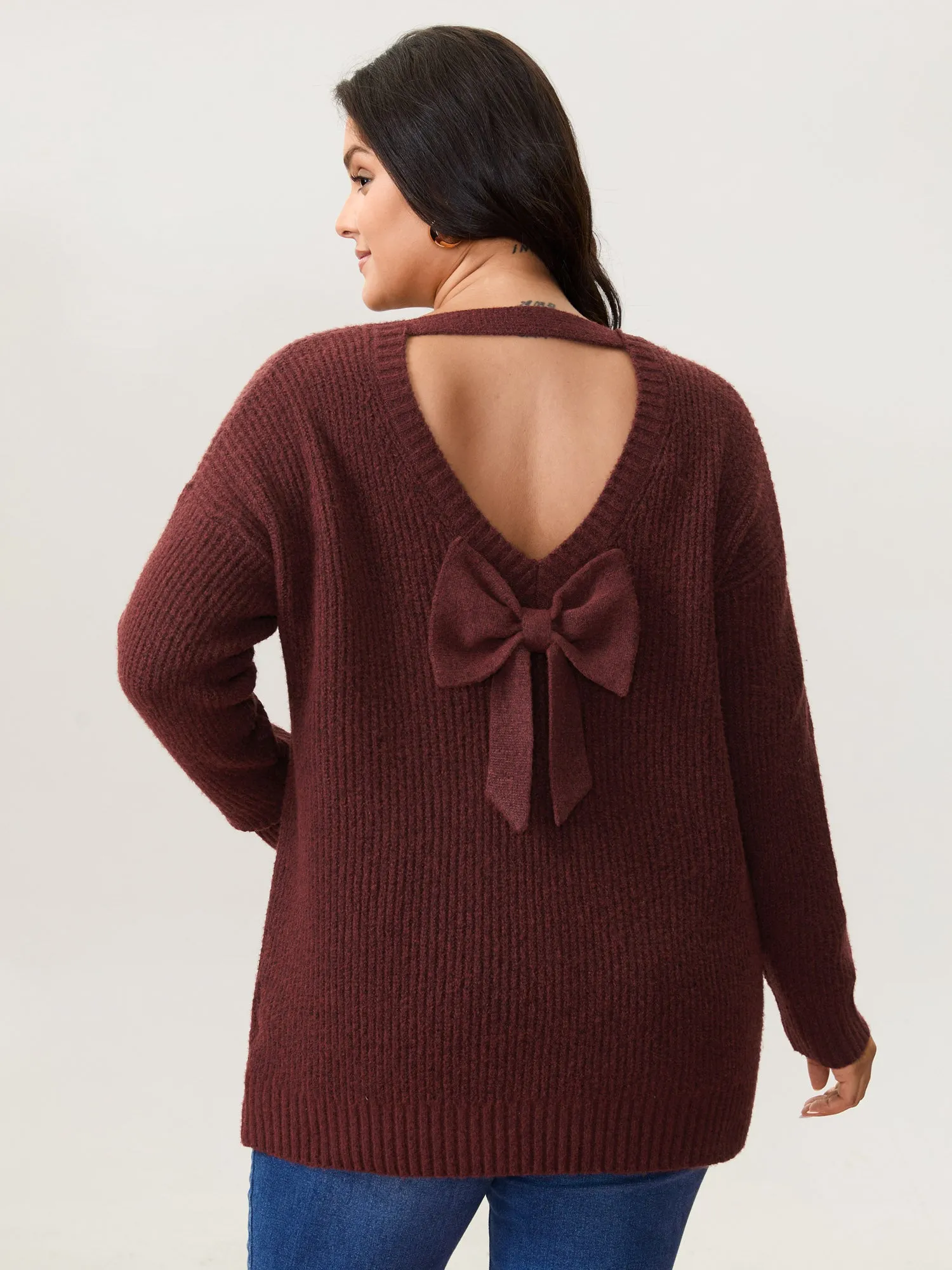 Bow Back Cut-Out Super Stretchy Pullover sold by Bloomchic product image thumbnail 4