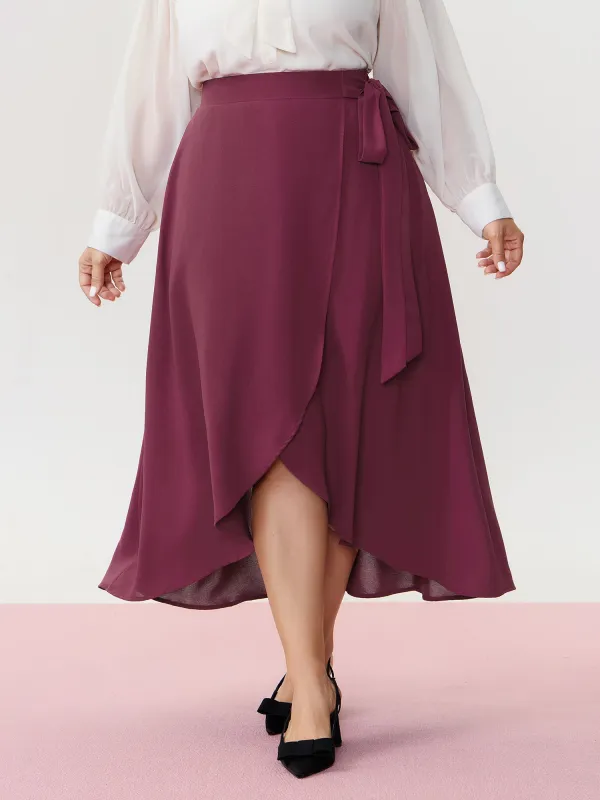 Wrap Side-Tie Flowy Midi Skirt sold by Bloomchic
