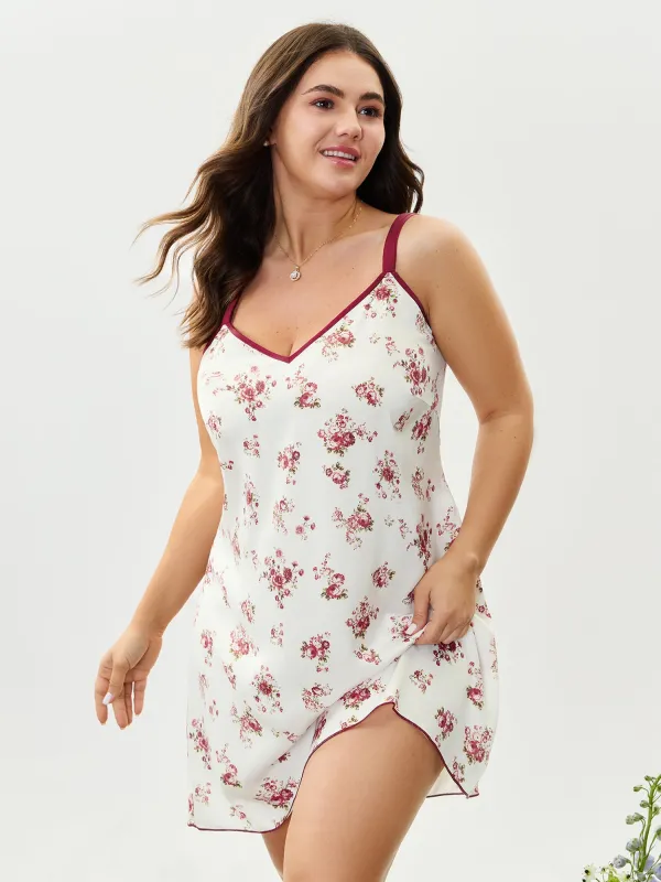 Satin Rose Crisscross Back Straps Sleep Dress sold by Bloomchic