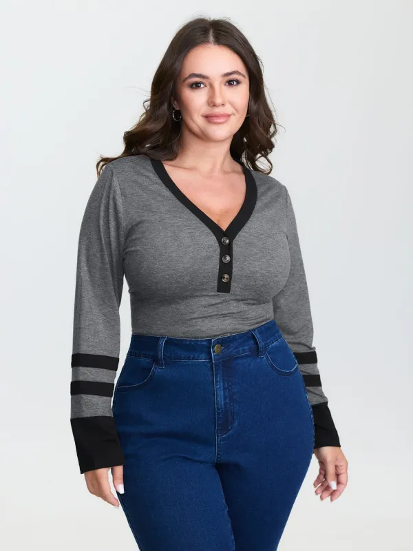 Color Contrast Striped T-Shirt sold by Bloomchic