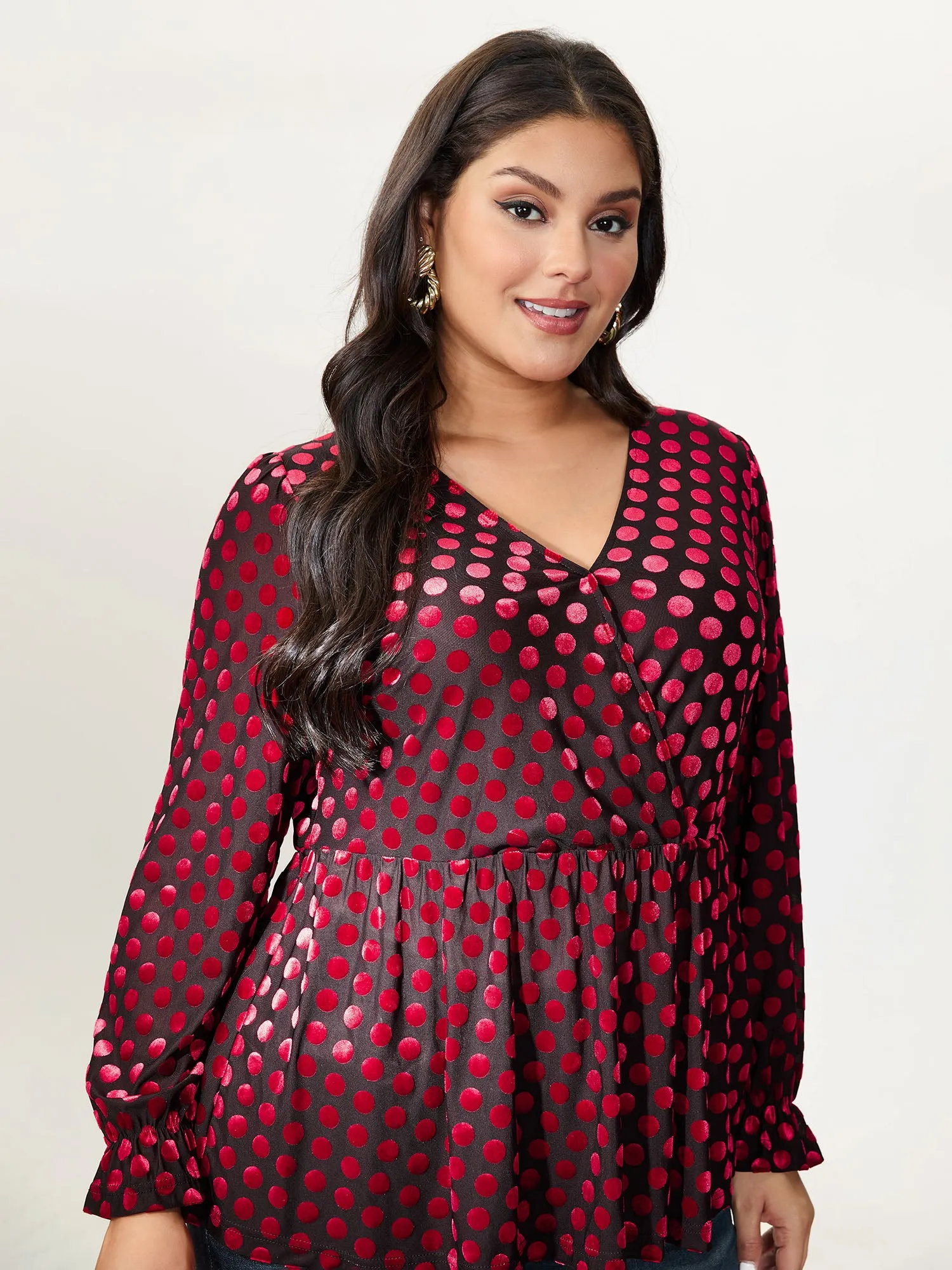 Velvet Heart Print Stretchy Waist Blouse sold by Bloomchic product image thumbnail 3