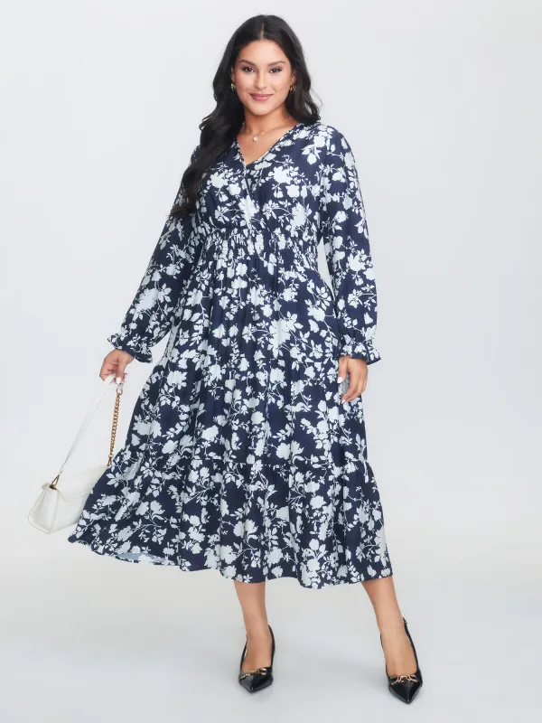 Floral Shirred Waist Pockets Midi Dress sold by Bloomchic