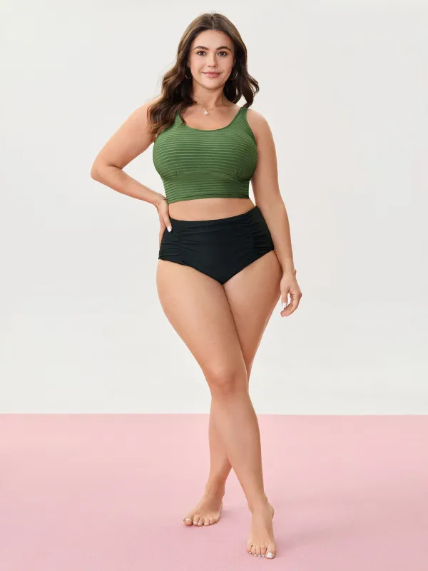 Textured U-Neck Swim Top made by Bloomchic