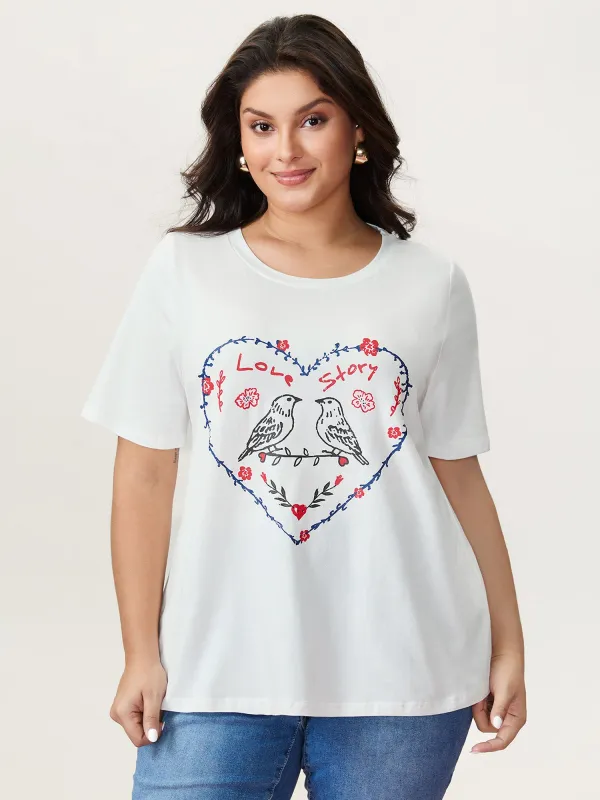 Pure Cotton Love Notes Round Neck T-Shirt made by Bloomchic