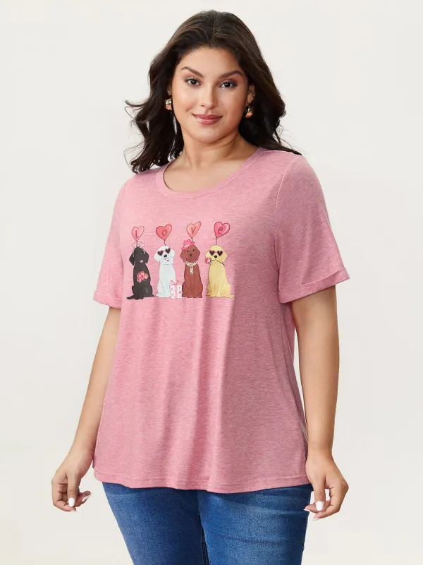 Supersoft Heather Valentine's Day Print T-Shirt made by Bloomchic