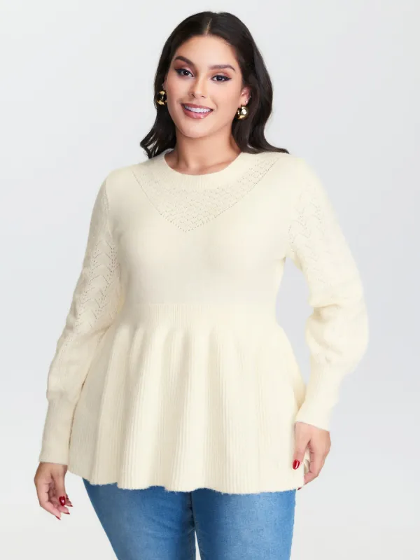 Cut-Out Sleeve Ribbed Hem Pullover sold by Bloomchic