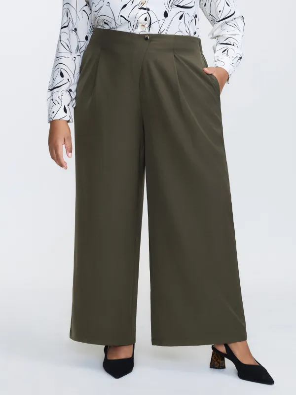 Stretchy Back Waistband Wide-Leg Pants made by Bloomchic