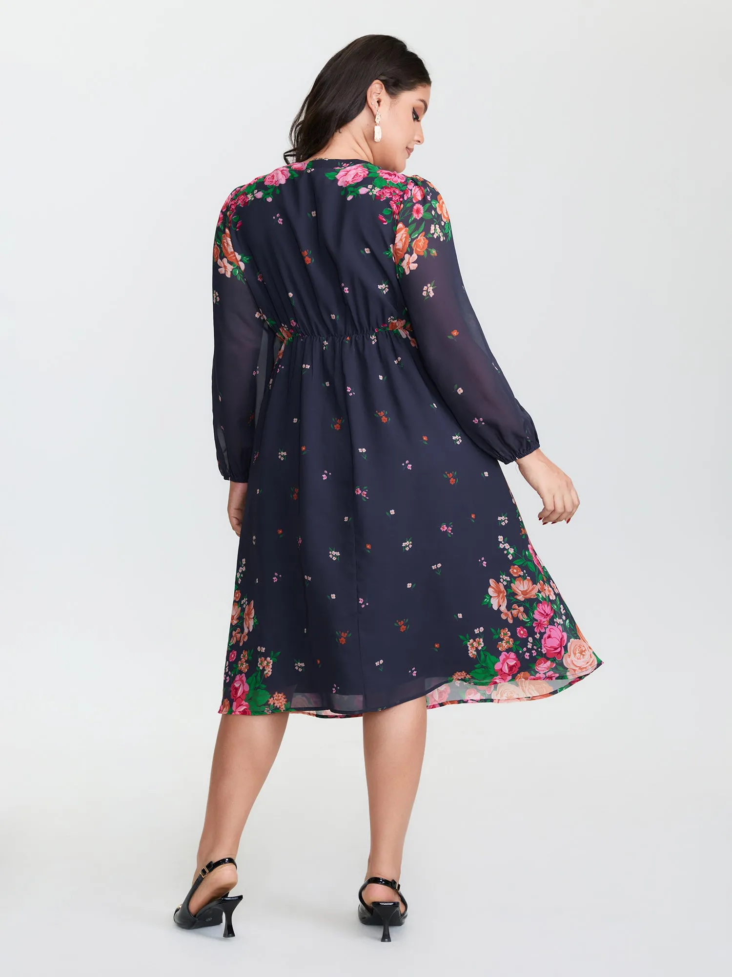 Keyhole Neckline Floral Print Midi Dress sold by Bloomchic product image thumbnail 5
