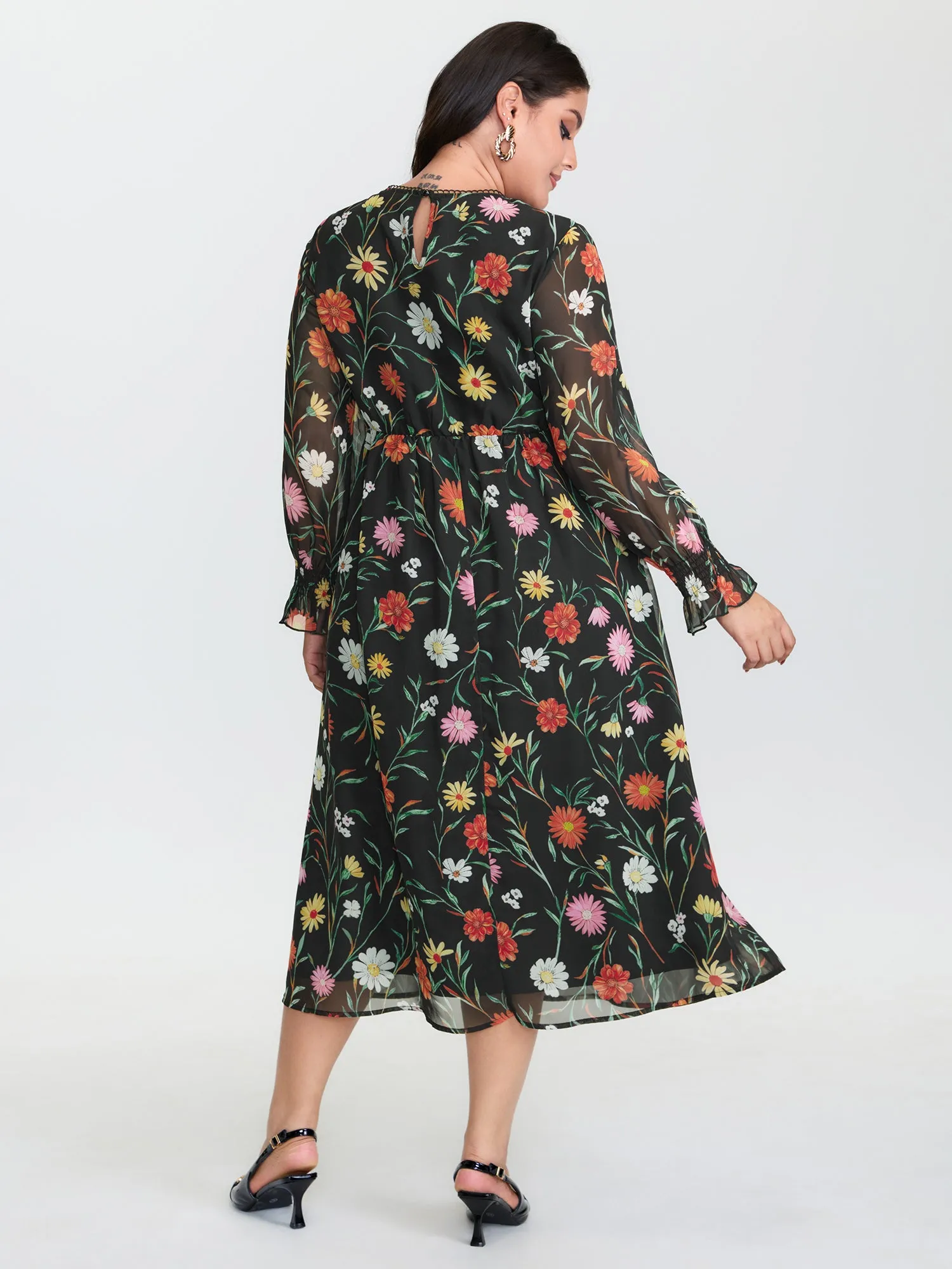Chiffon Multi-Color Shirred Maxi Dress sold by Bloomchic product image thumbnail 4