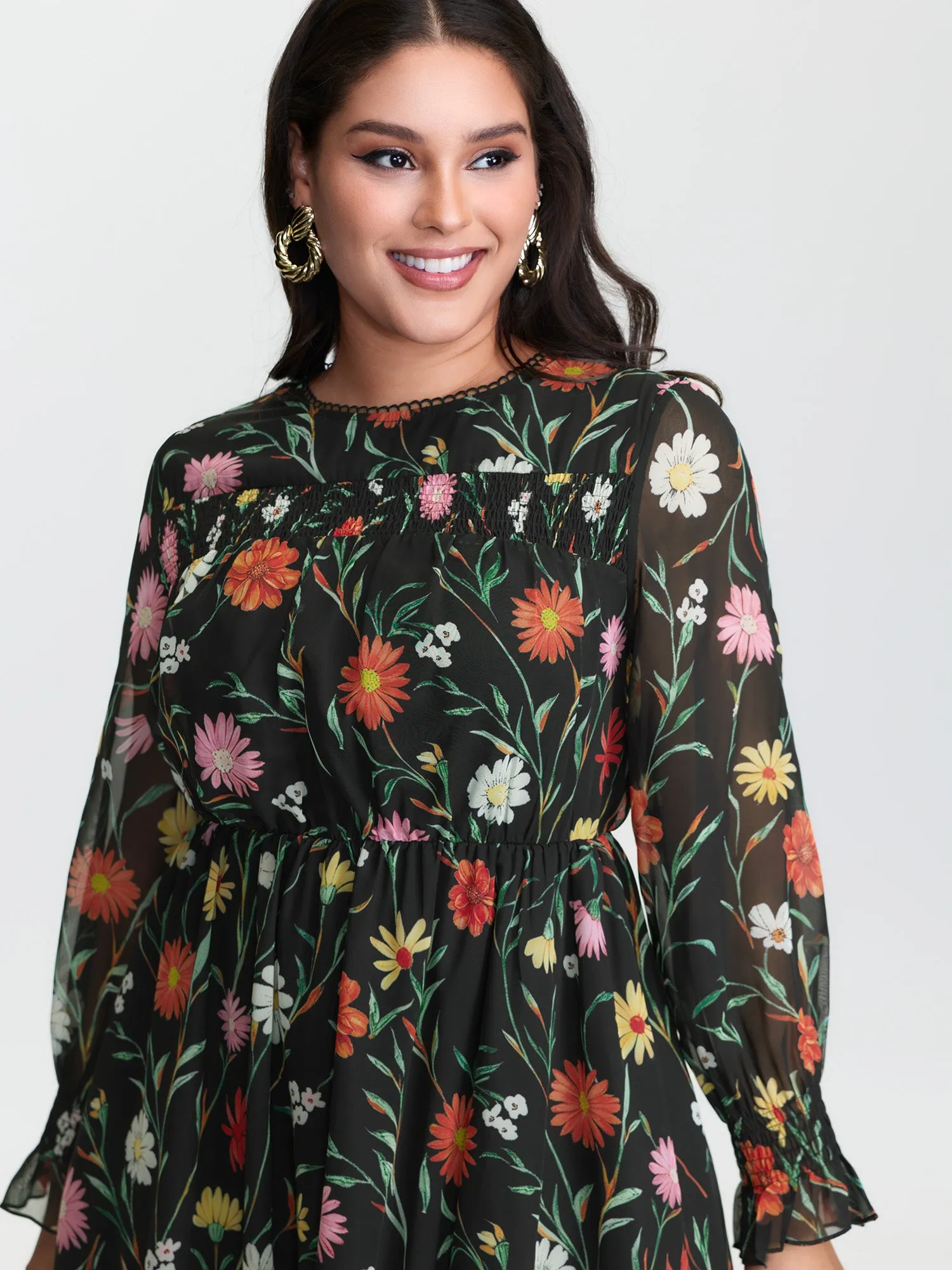 Chiffon Multi-Color Shirred Maxi Dress sold by Bloomchic product image thumbnail 3