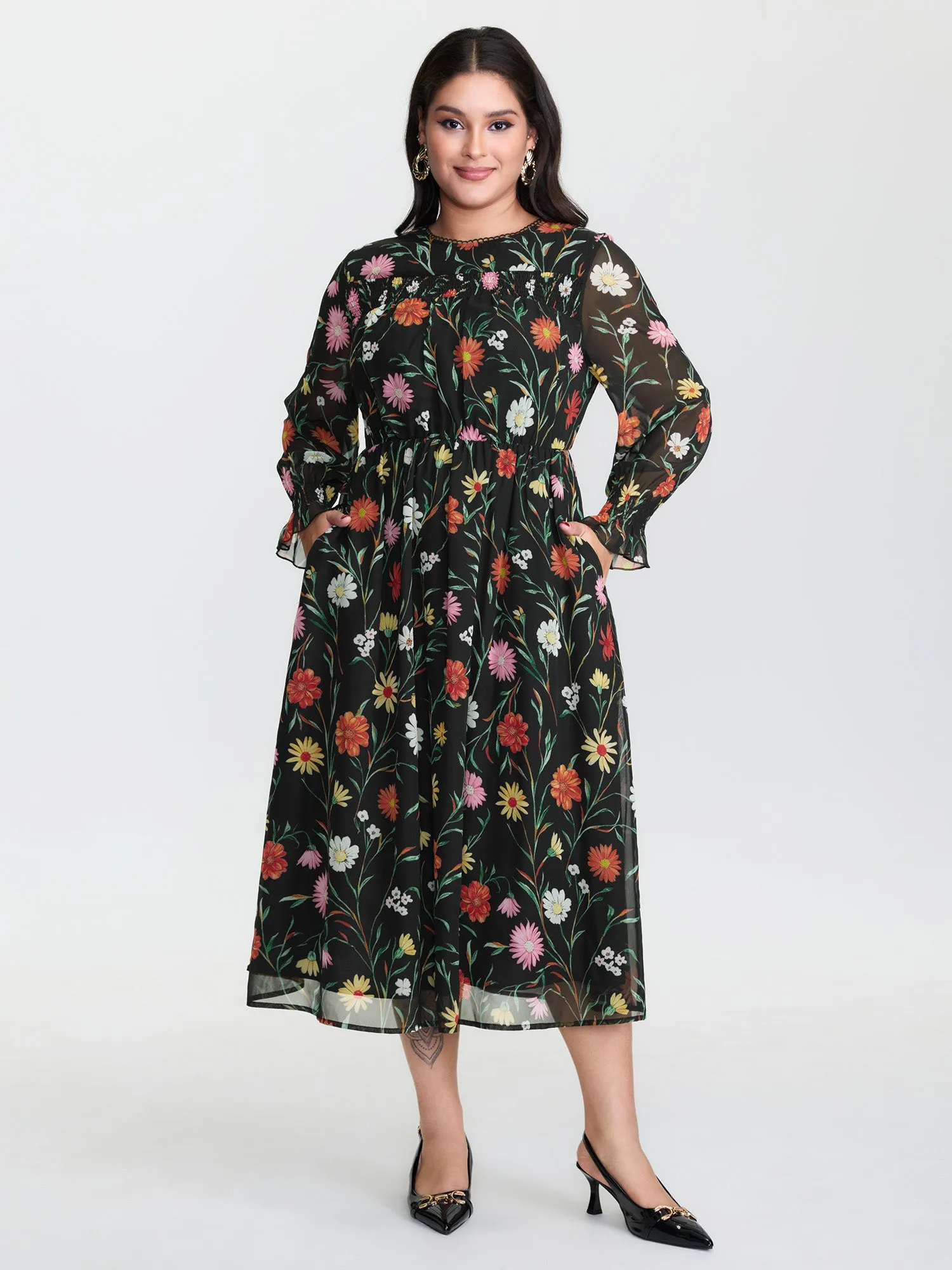 Chiffon Multi-Color Shirred Maxi Dress sold by Bloomchic product image thumbnail 2