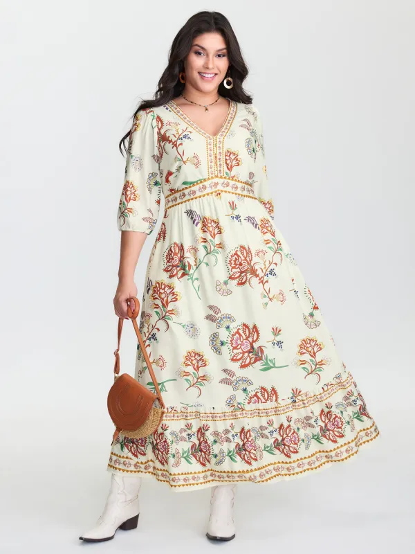 Floral Print V-Neck Flowy Maxi Dress sold by Bloomchic