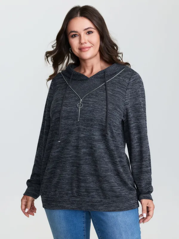 2-in-1 Heather Half-Zipper Hoodie sold by Bloomchic