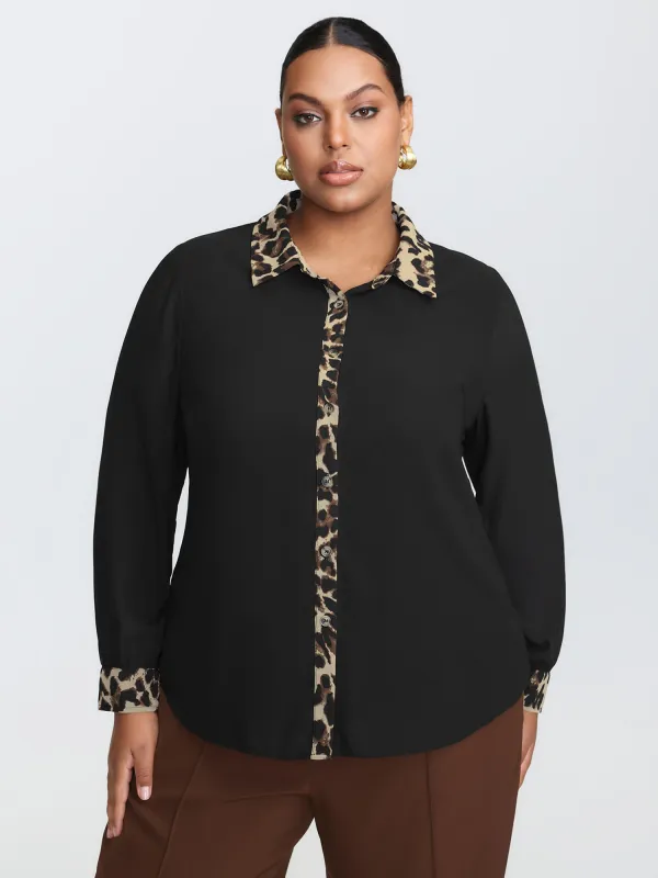 Leopard Print Chiffon Button-Down Blouse sold by Bloomchic