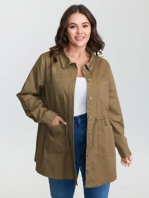 Pure Cotton Drawstring Washed Effect Coat sold by Bloomchic