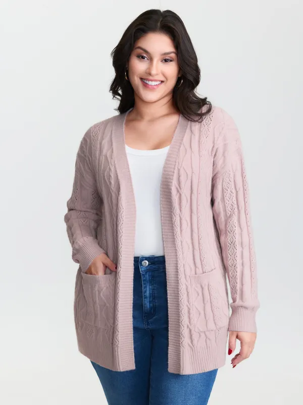 Textured Cut-Out Open-Front Knit Cardigan sold by Bloomchic