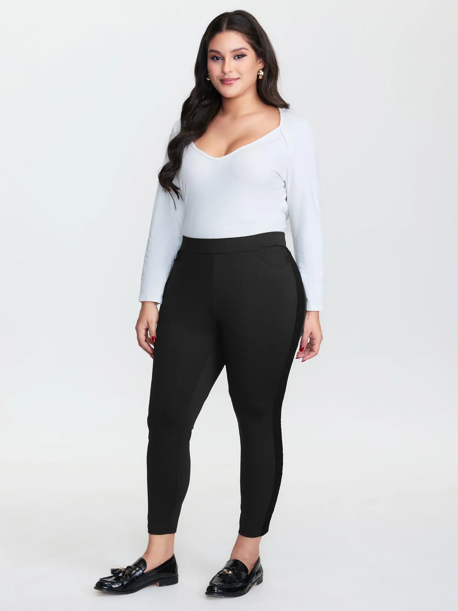 Stretchy Waistband Skinny-Fit Pants sold by Bloomchic product image thumbnail 2