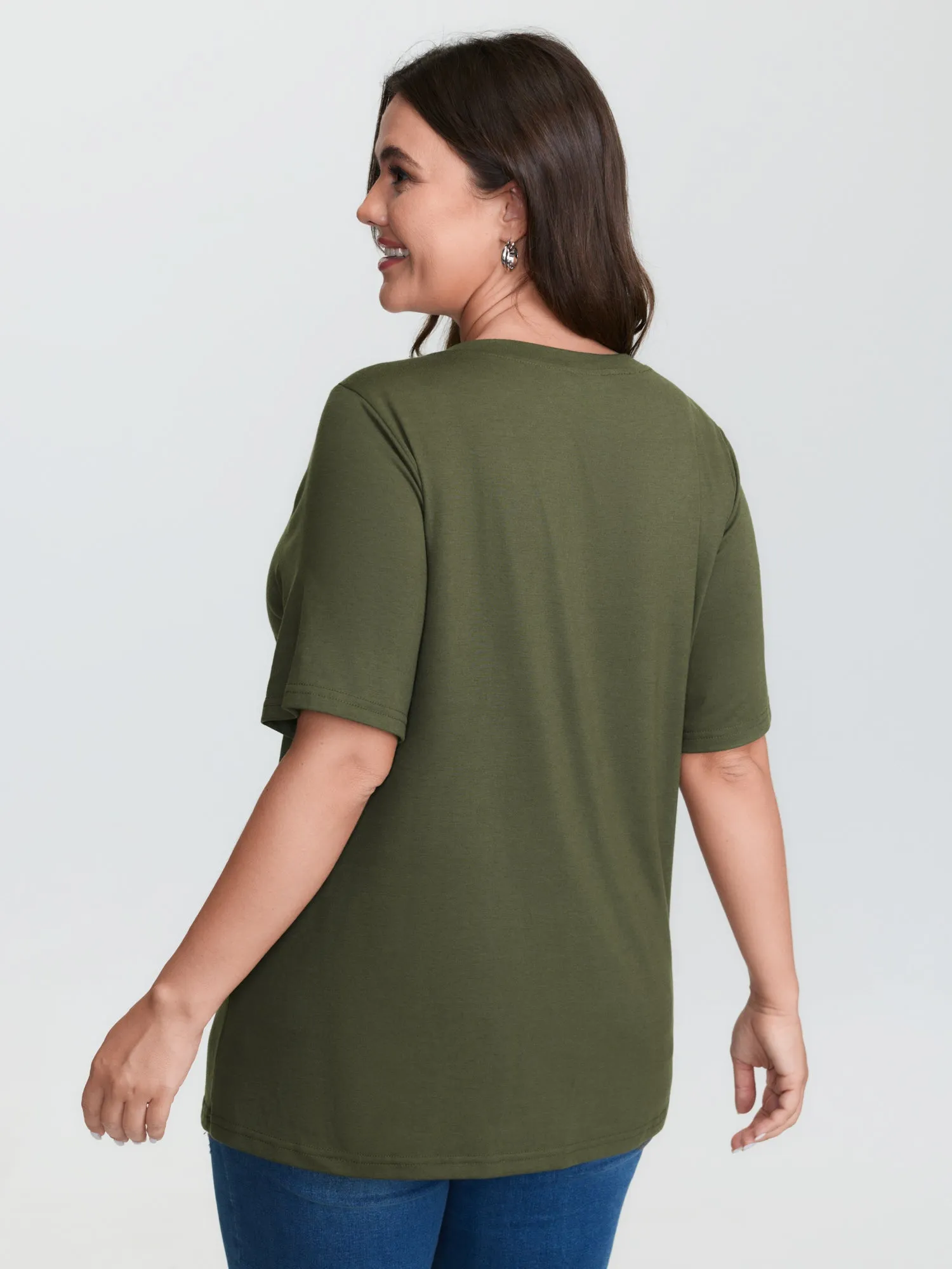 Stretchy Plant Print Round Neck T-Shirt sold by Bloomchic product image thumbnail 4