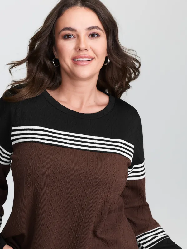Stretchy Colorblock Textured Striped T-Shirt sold by Bloomchic