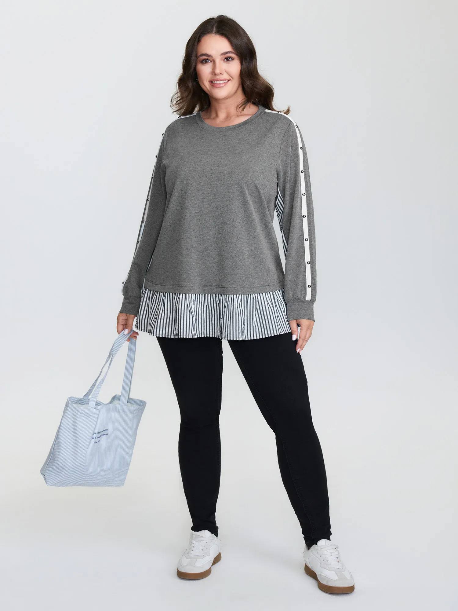 Supersoft Rivets Layered Color Contrast Sweatshirt sold by Bloomchic product image thumbnail 3