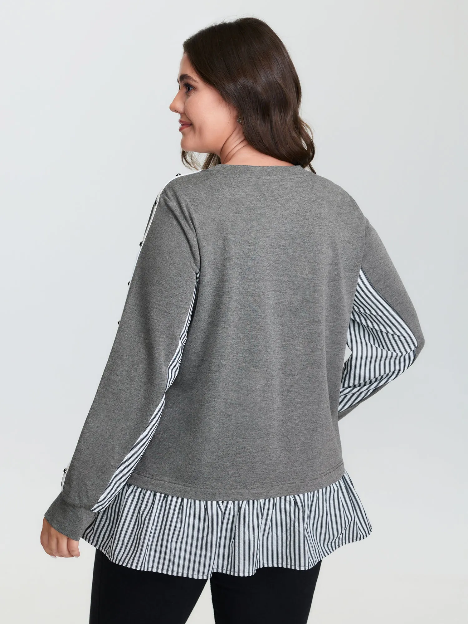 Supersoft Rivets Layered Color Contrast Sweatshirt sold by Bloomchic product image thumbnail 5