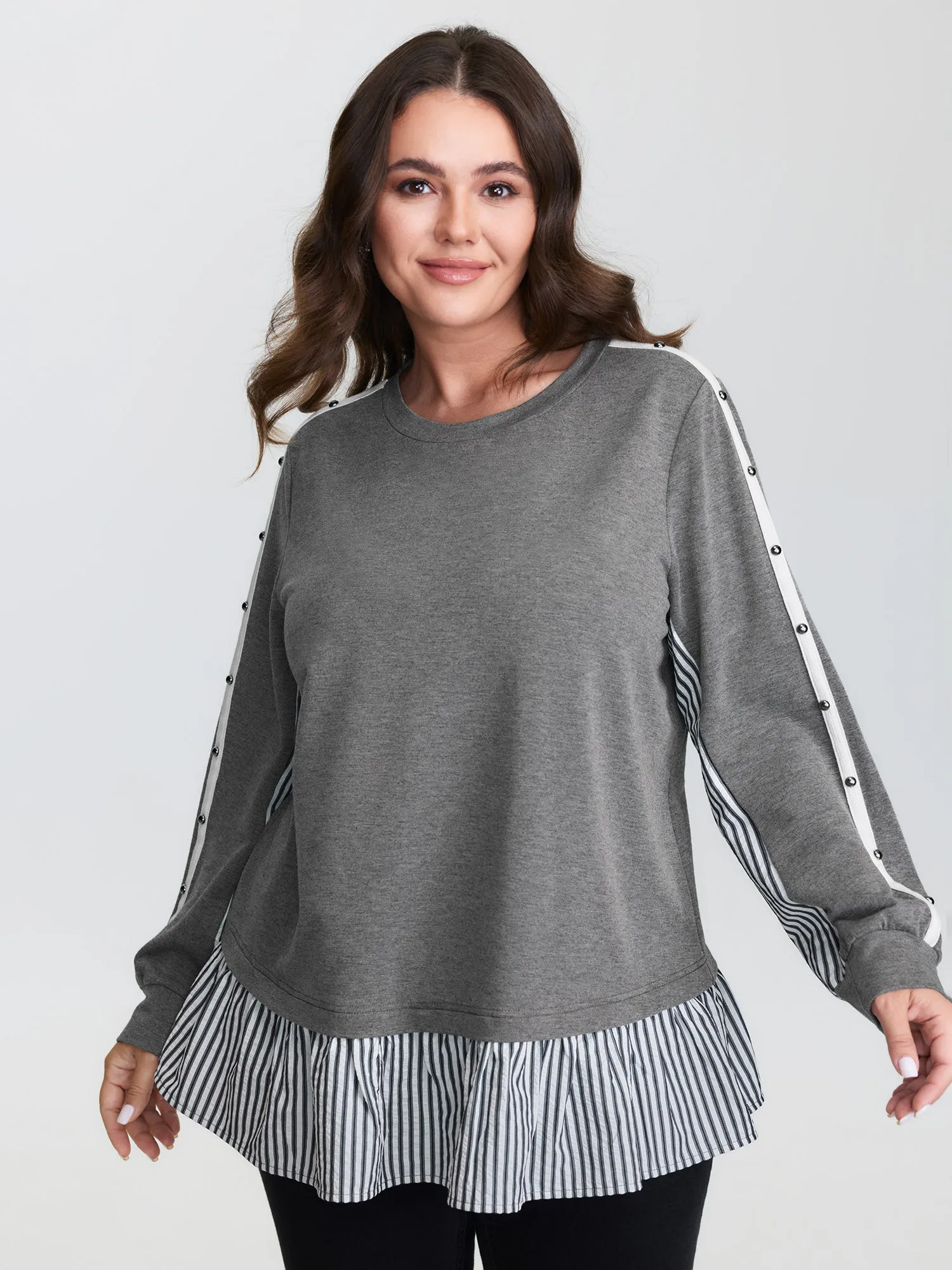 Supersoft Rivets Layered Color Contrast Sweatshirt sold by Bloomchic product image thumbnail 2