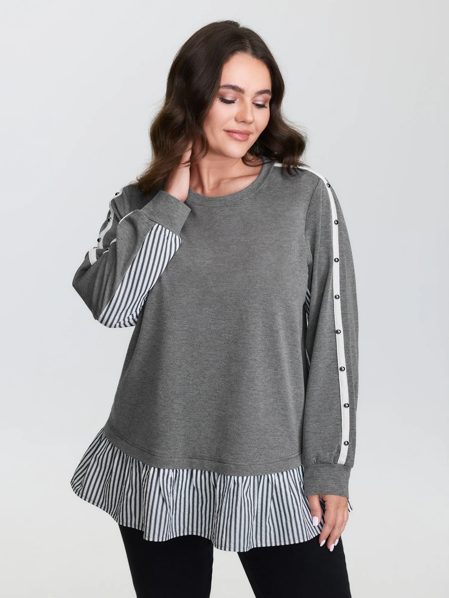 Supersoft Rivets Layered Color Contrast Sweatshirt sold by Bloomchic product image thumbnail 4