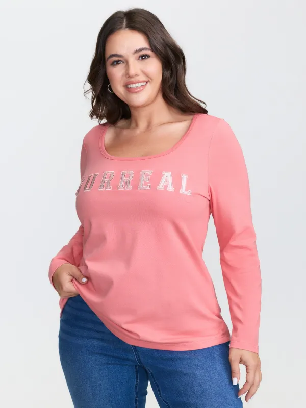 Cotton Surreal Motif Scoop Neck T-Shirt sold by Bloomchic