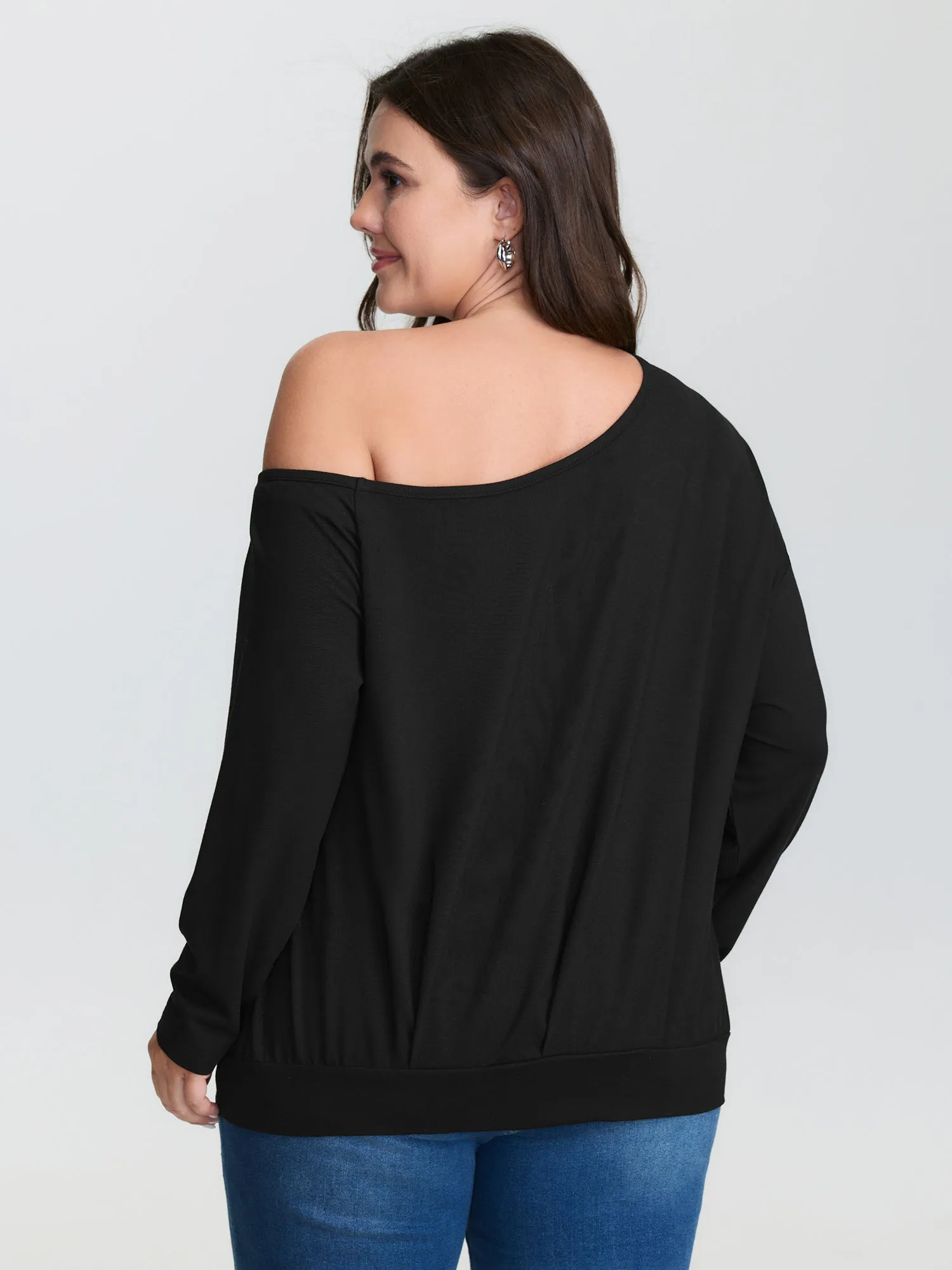Supersoft One-Shoulder Plain T-Shirt sold by Bloomchic product image thumbnail 4