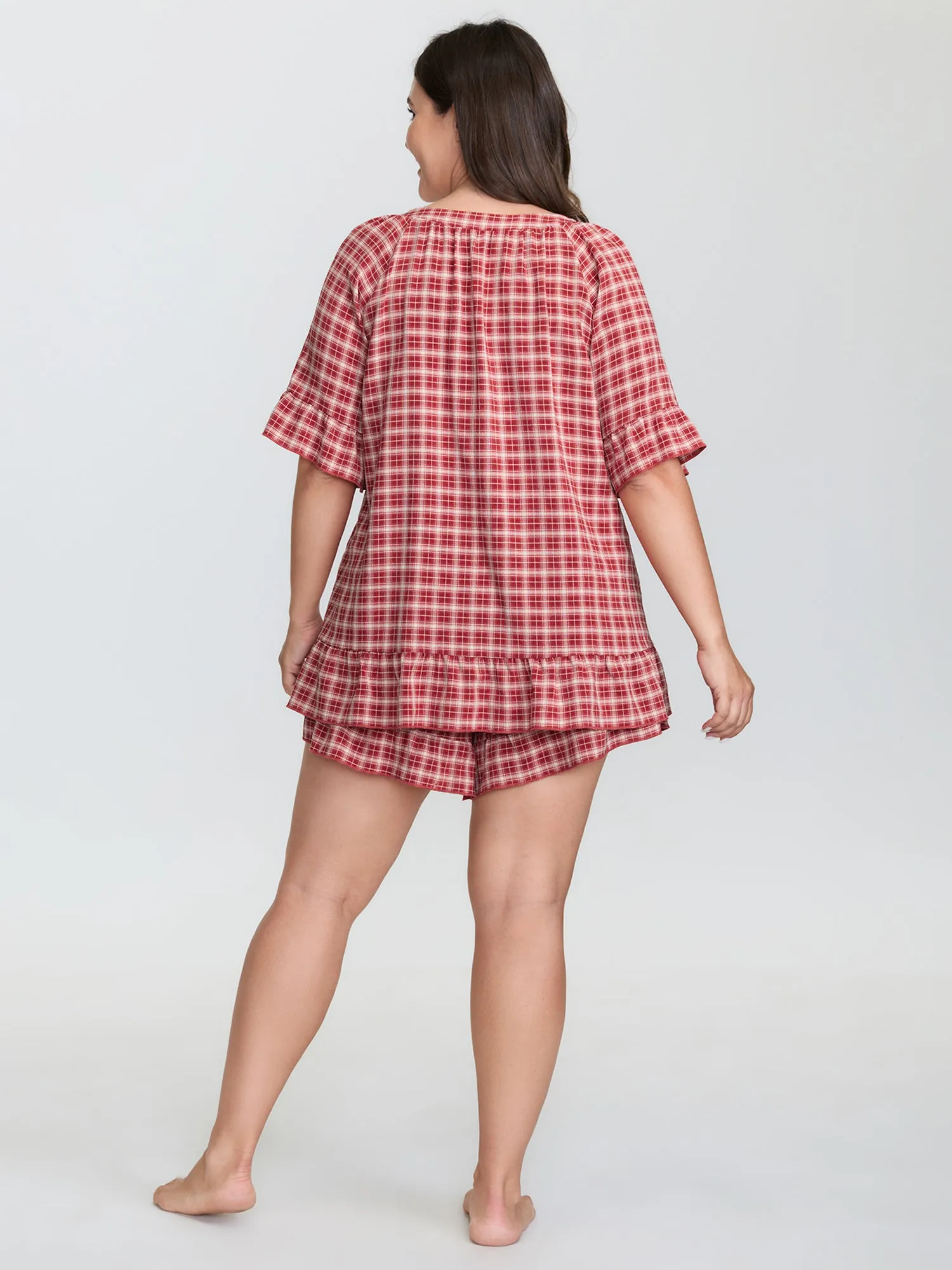Gingham Pattern Ruffled Hem Co-ord Lounge Set sold by Bloomchic product image thumbnail 4