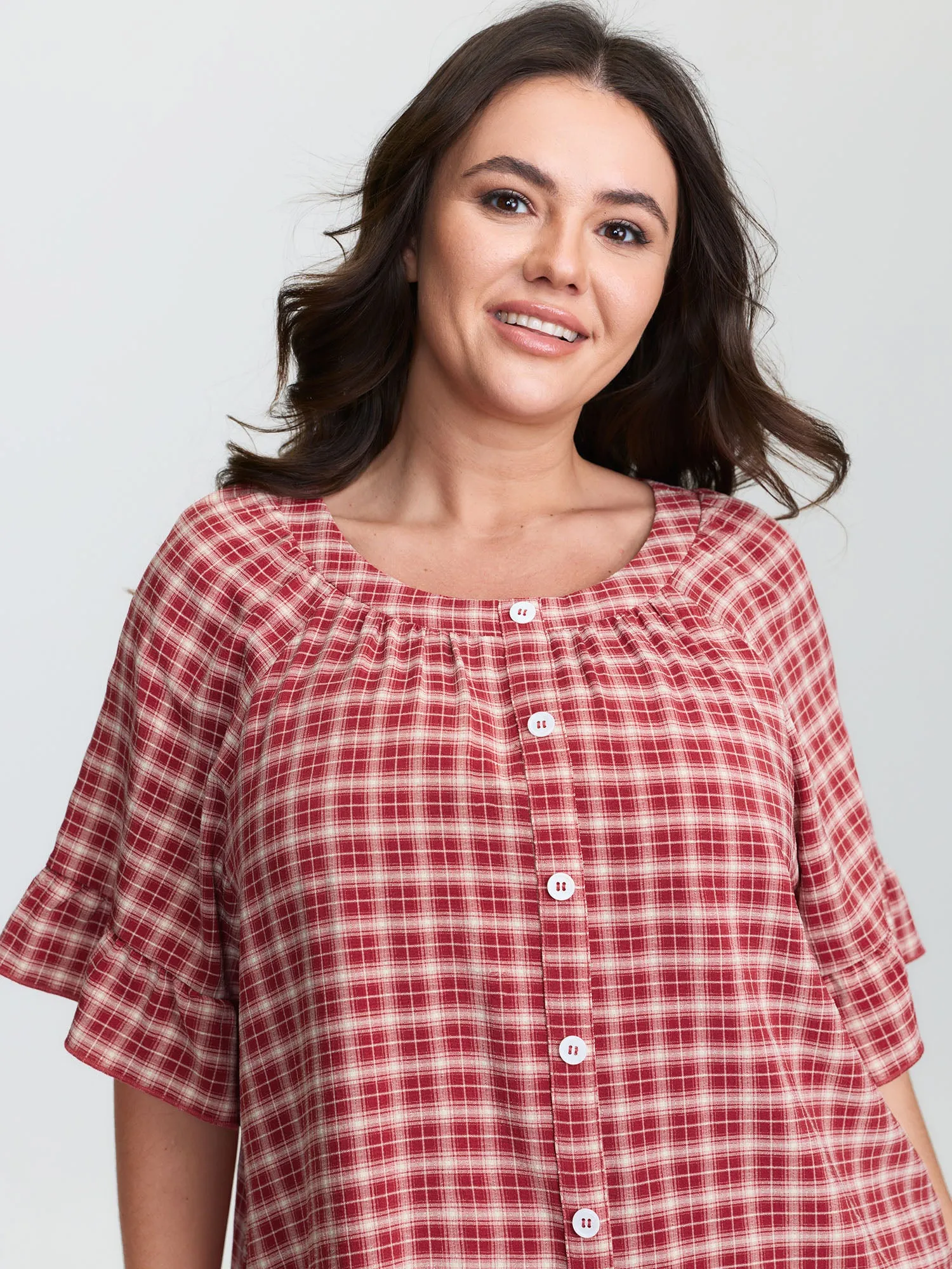 Gingham Pattern Ruffled Hem Co-ord Lounge Set sold by Bloomchic product image thumbnail 2