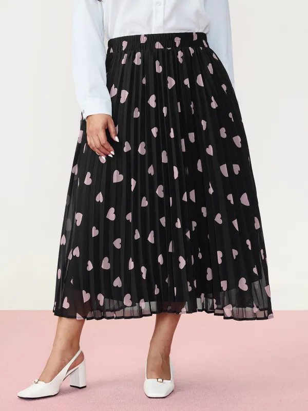 Heart Mesh Pleated Maxi Skirt sold by Bloomchic