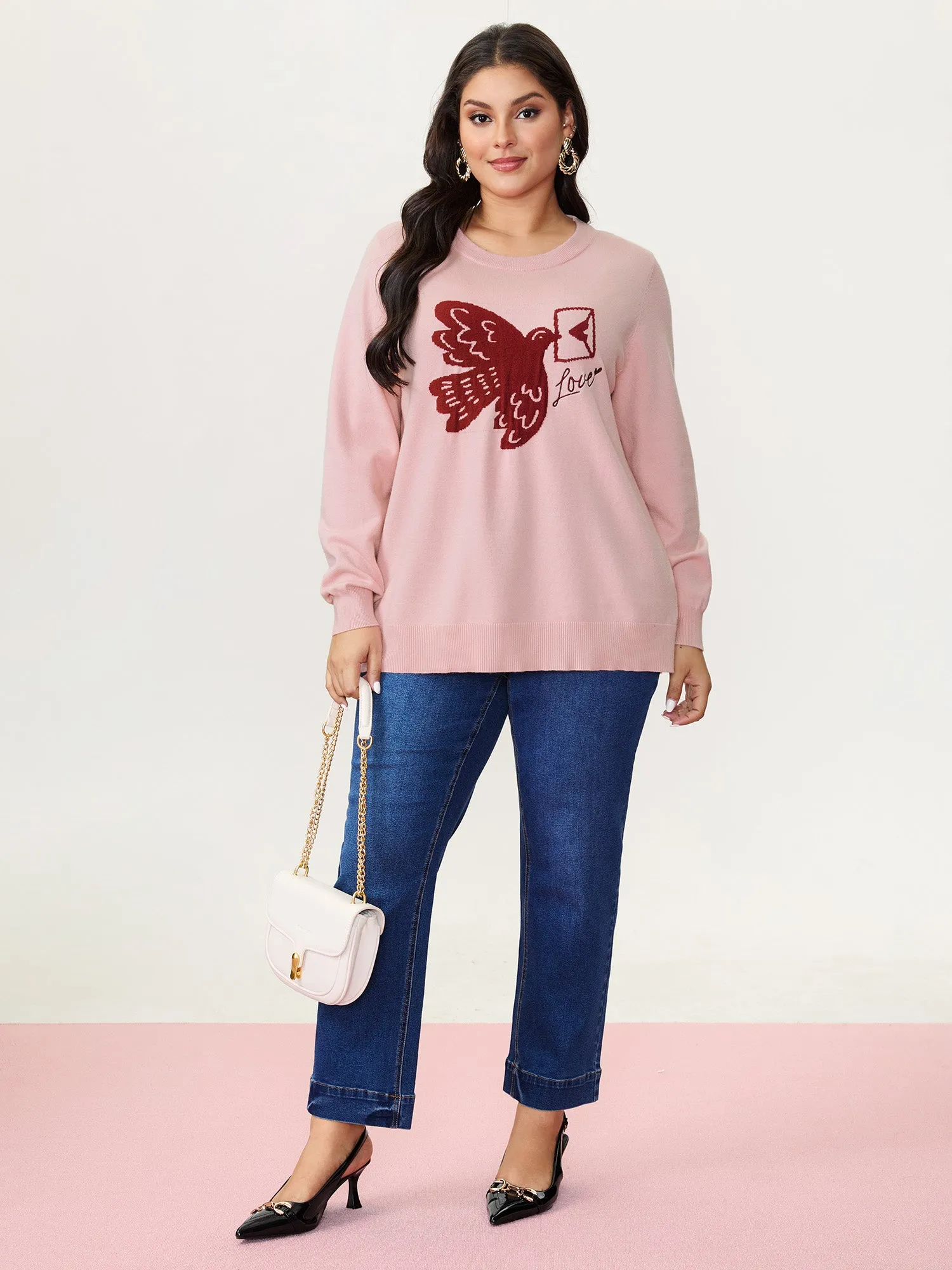 Romantic Pigeon Jacquard Pattern Pullover sold by Bloomchic product image thumbnail 2