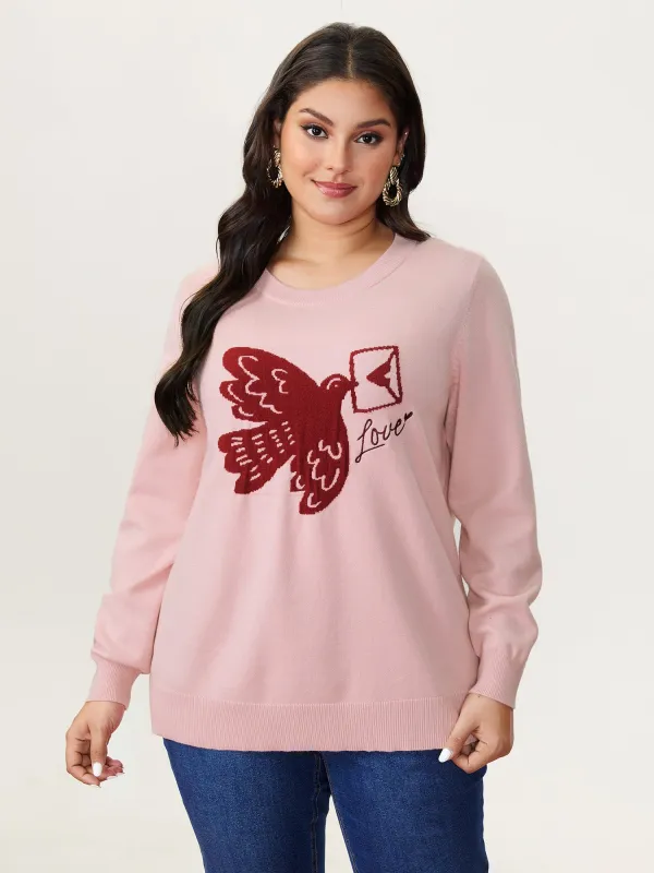Romantic Pigeon Jacquard Pattern Pullover sold by Bloomchic