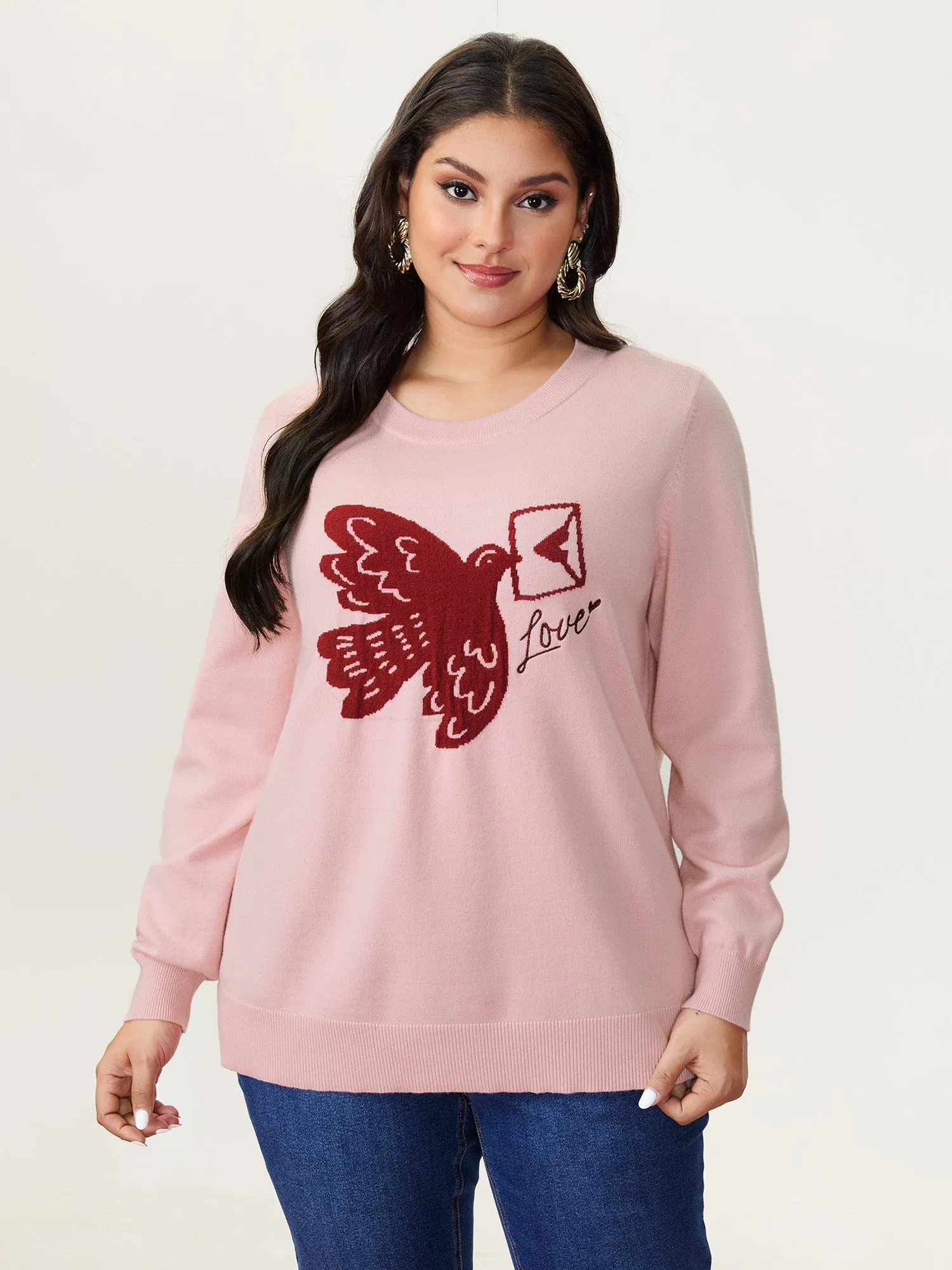 Romantic Pigeon Jacquard Pattern Pullover sold by Bloomchic