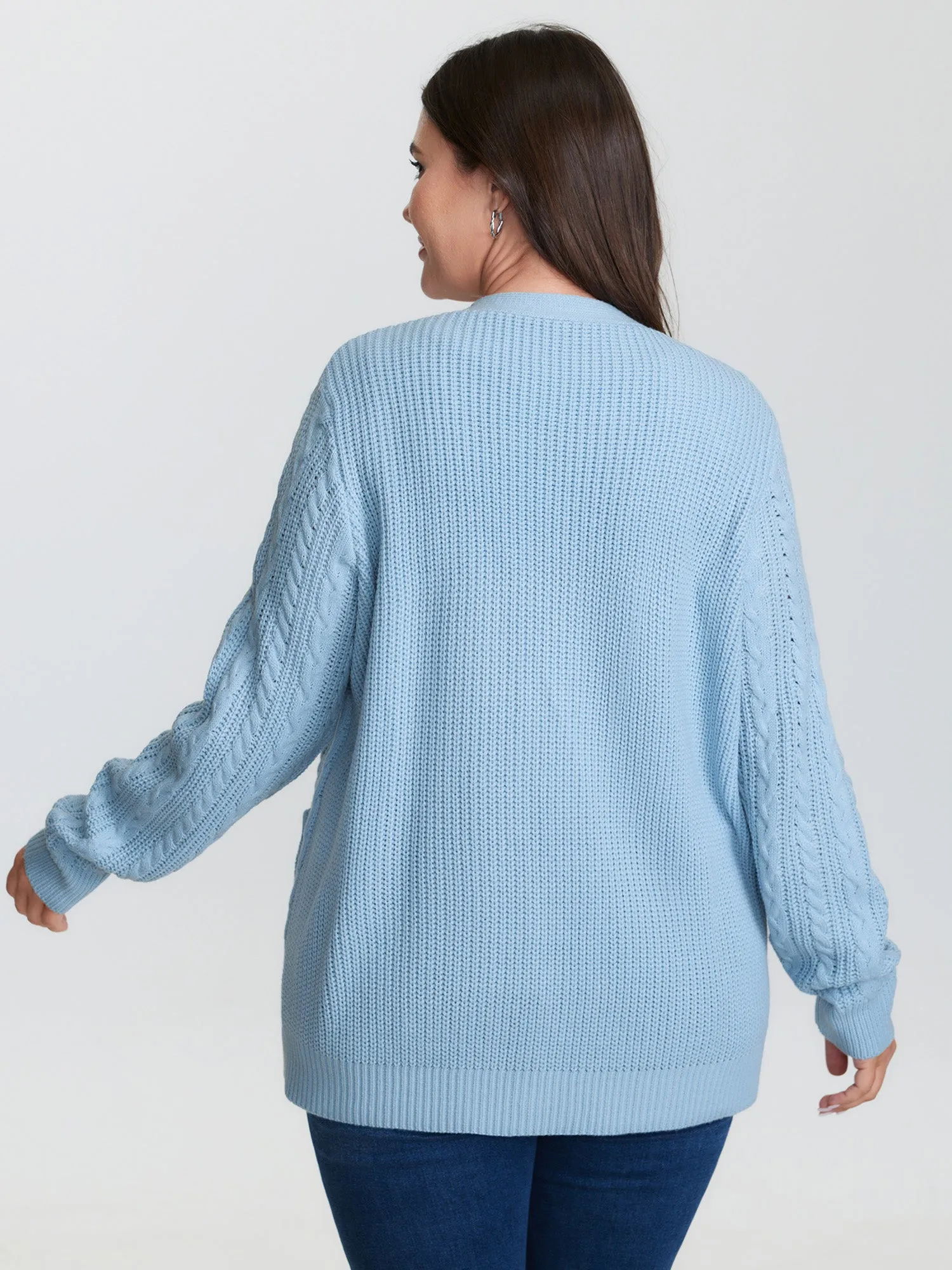 Braided Texture Floral Embroidery Knit Cardigan sold by Bloomchic product image thumbnail 4