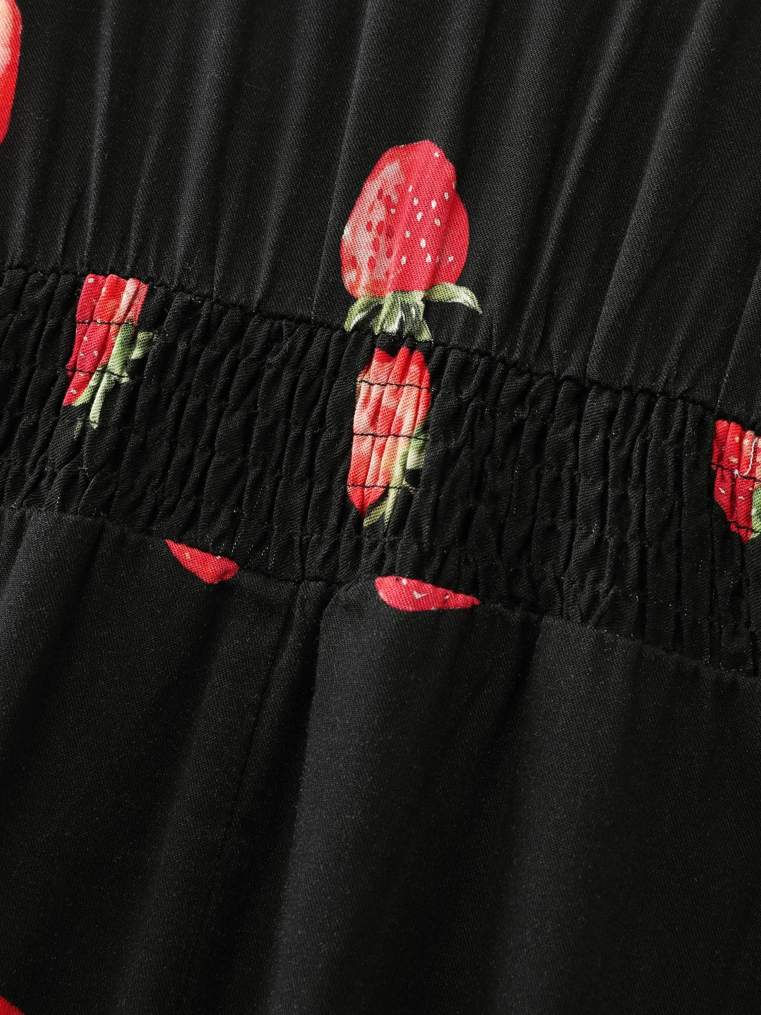 Strawberry Print Shirred Waist Midi Dress sold by Bloomchic product image thumbnail 5