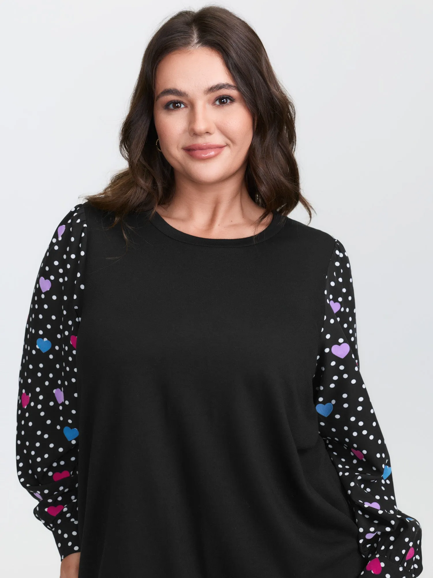 Colorful Heart Sleeve Round Neck Sweatshirt sold by Bloomchic product image thumbnail 2