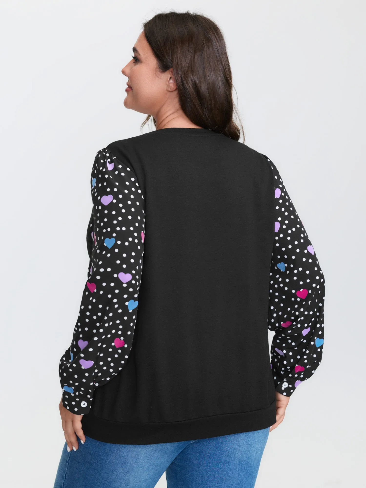Colorful Heart Sleeve Round Neck Sweatshirt sold by Bloomchic product image thumbnail 4